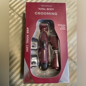 Vivitar Men's Grooming Kit with Stainless Steel Blades - Burgundy